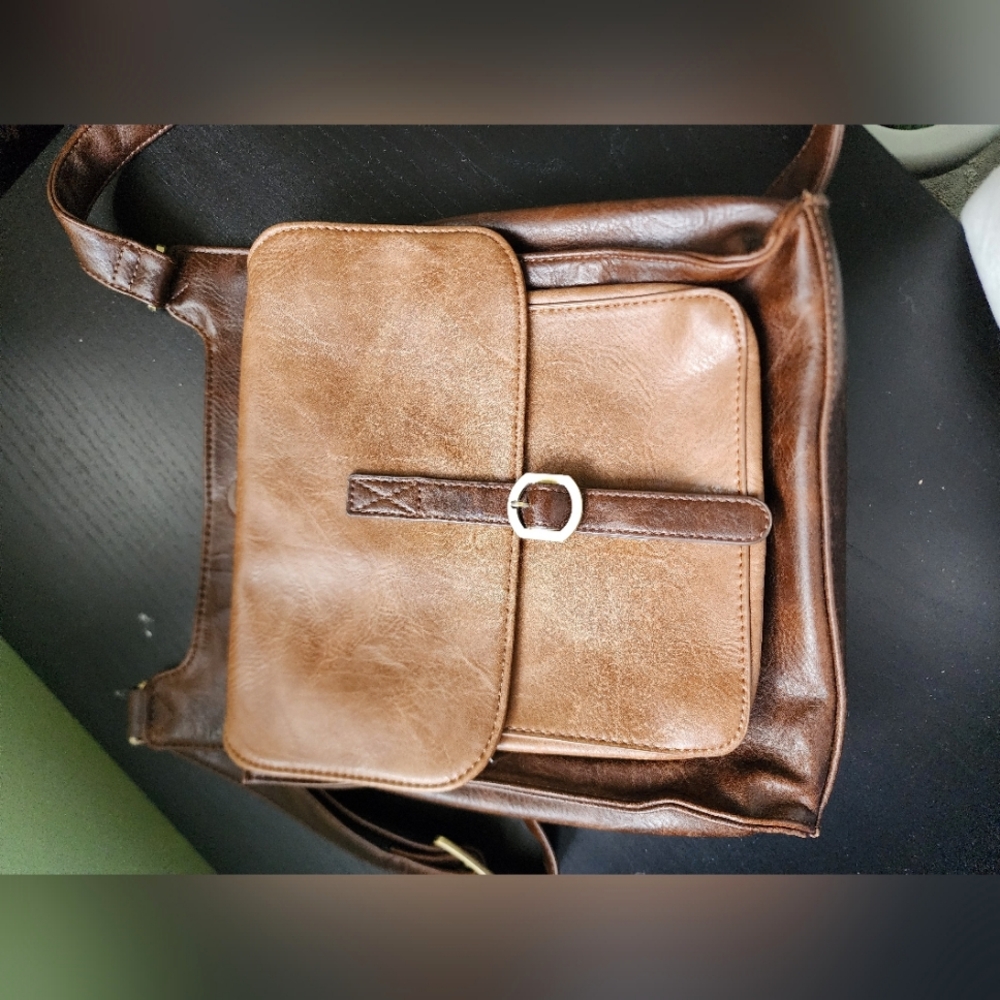 Espe Vegan Leather Bag Crossbody Shoulder Messenger Brown